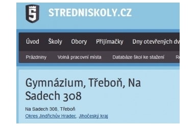 Webová stránka stredniskoly.cz