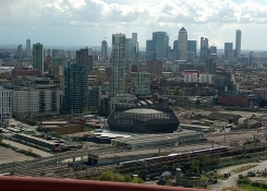Z vyhlídky je vidět, jak v londýnském panoramatu přibývají další a další mrakodrapy