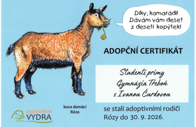 Ekocentrum Vydra, adopce kozy Rózy