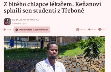 Keňanovi splnili sen studenti z Třeboně